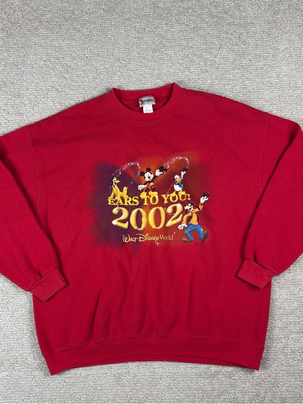 Vintage “Ears To You” 2002 Walt Disney World Sweatshirt Red Mickey Crew